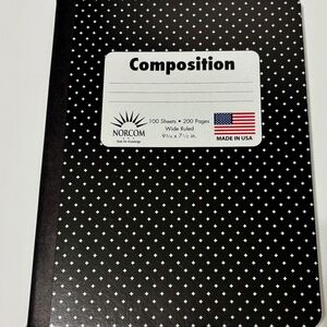 NEW Norcom Black and White Patterned Wide Ruled Composition Notebook 100 Pages